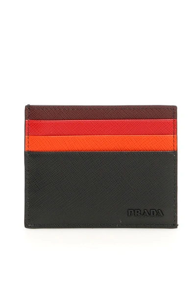 Shop Prada Saffiano Cardholder In Nero Cerise (black)