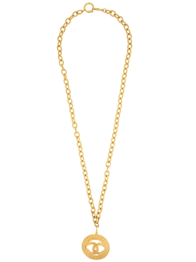Pre-owned Chanel Vintage  Medallion Gold Chain Pendant Necklace