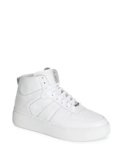 Shop Maison Margiela Leather High-top Sneakers In White