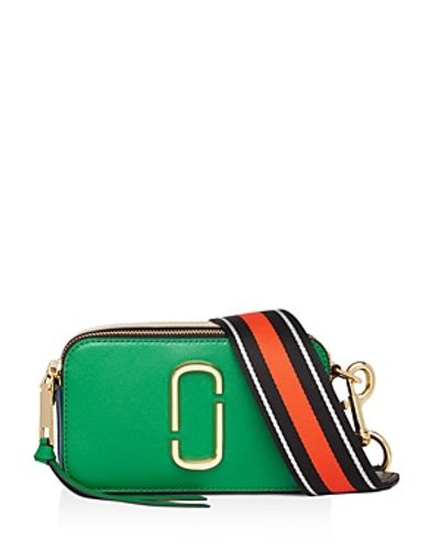 Shop Marc Jacobs Snapshot Leather Camera Bag In Pepper Green/gold