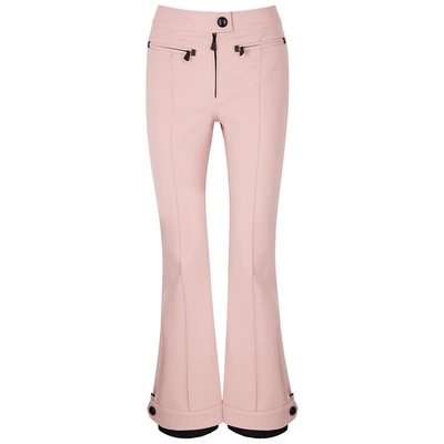 Shop Moncler Blush Flared Stretch-twill Trousers In Light Pink