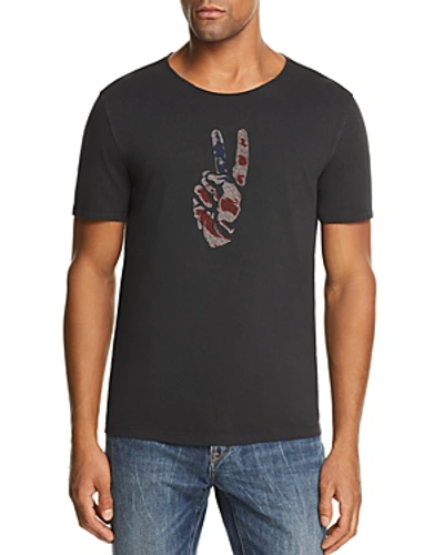 Shop John Varvatos Embroidered Peace-sign Hand Tee In Black