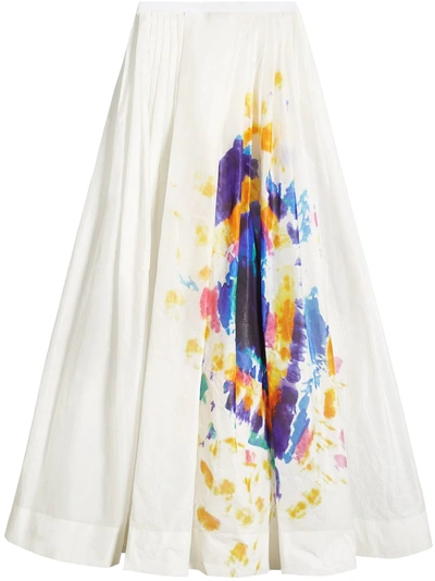 Shop Burberry Tie-dye Print Maxi Skirt - White