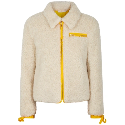 Shop Tory Burch Ivory Faux-shearling Bomber Jacket