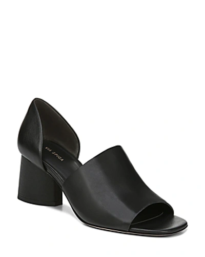Shop Via Spiga Women's Leah Block Heel Sandals In Black Leather