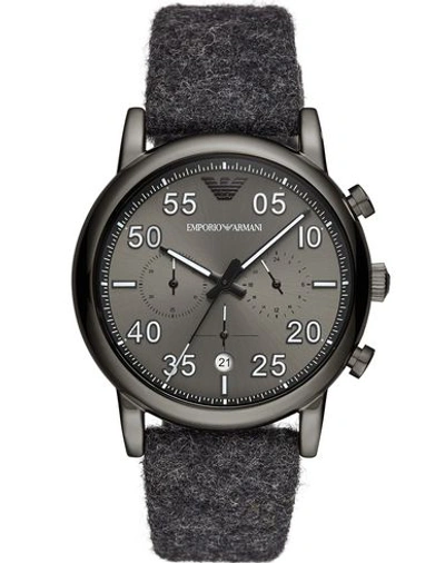 Shop Emporio Armani Wrist Watch In Steel Grey