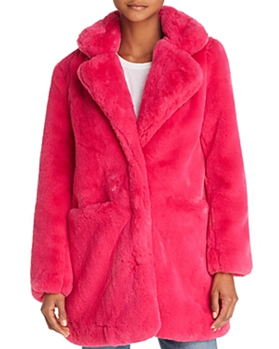 Shop Apparis Sophie Faux Fur Coat In Fuschia
