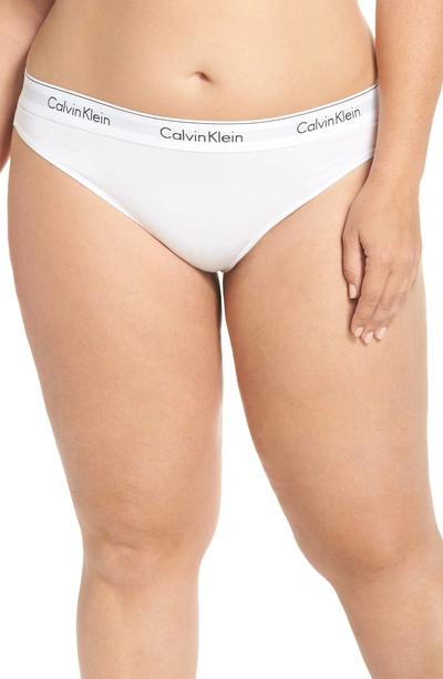 Shop Calvin Klein Modern Cotton-blend Thong In White