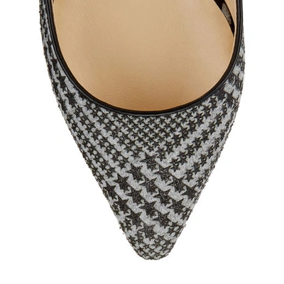 Shop Jimmy Choo Erin 60 Stone And Black Prince Of Stars Flannel Slingback Pumps In Stone/black