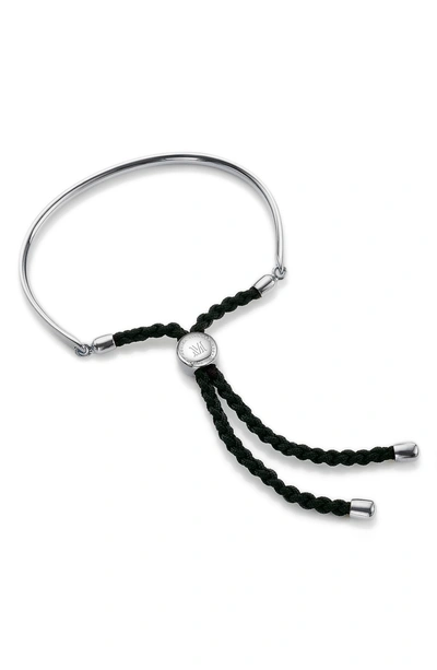 Shop Monica Vinader Engravable Petite Fiji Friendship Bracelet In Silver/ Black