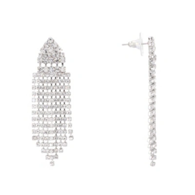 Shop Nina Art Deco Crystal Fringe Earrings In Rhodium