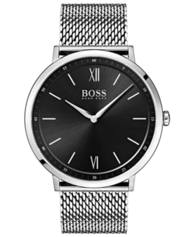 Shop Hugo Boss Men's Essential Ultra Slim Stainless Steel Mesh Bracelet Watch 40mm Women's Shoes In Black