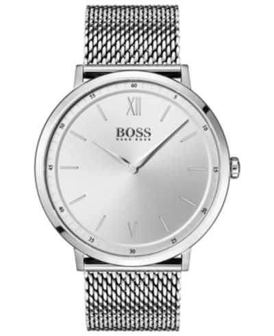 Shop Hugo Boss Men's Essential Ultra Slim Stainless Steel Mesh Bracelet Watch 40mm In Silver