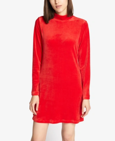 Shop Sanctuary Endless Night Velour Shirt Dress In Street Red