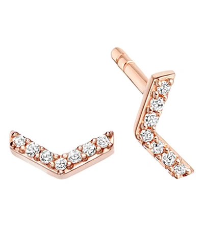 Shop Astley Clarke Varro Honeycomb 14ct Rose Gold And Diamond Stud Earrings