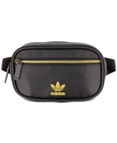 Shop Adidas Originals Faux-leather Waist Pack In Black/gold