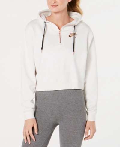 Shop Nike Sportswear Fleece Metallic-logo Half-zip Hoodie In Phantom