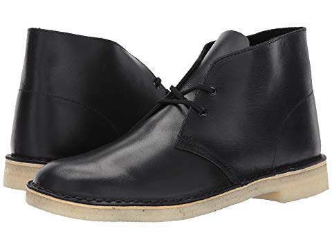 clarks desert boots black tumbled leather