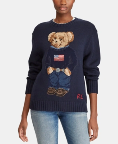 Shop Polo Ralph Lauren Polo Bear Sweater In Navy