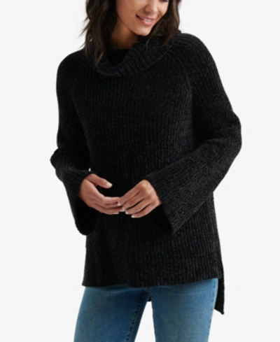 Shop Lucky Brand Chenille Cowl Neck Sweater In Lucky Black