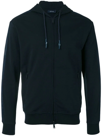 Shop Armani Jeans Zip Hoodie - Blue