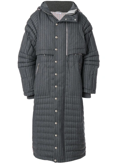 Shop Thom Browne Articulated Chalk-striped Down Fill Parka - Grey