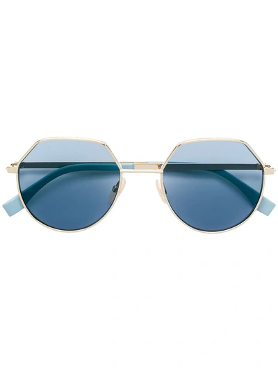 Shop Fendi Eyewear Circle Sunglasses - Silver