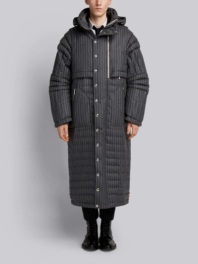 Shop Thom Browne Articulated Chalk-striped Down Fill Parka In Grey