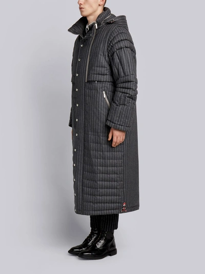 Shop Thom Browne Articulated Chalk-striped Down Fill Parka In Grey