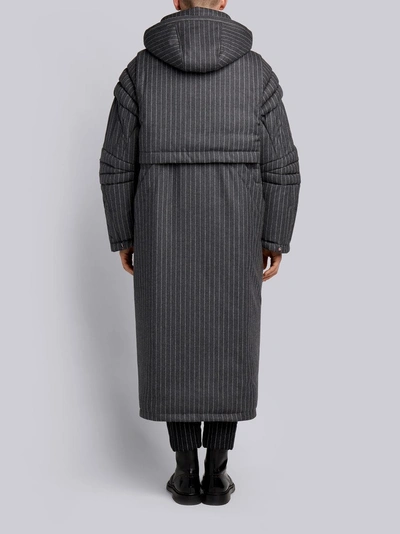 Shop Thom Browne Articulated Chalk-striped Down Fill Parka In Grey