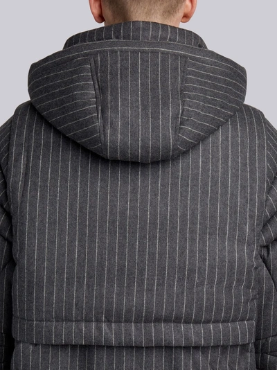 Shop Thom Browne Articulated Chalk-striped Down Fill Parka In Grey