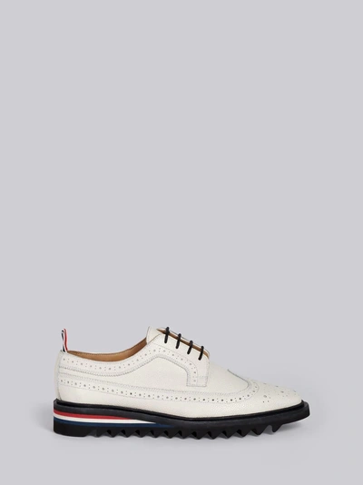 Shop Thom Browne Threaded Sole Longwing Brogue In White