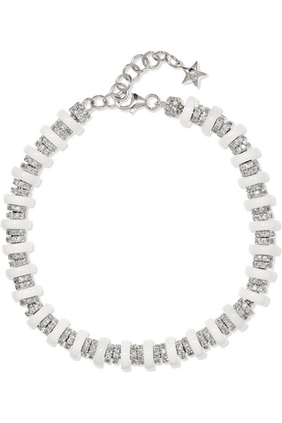 Shop Ofira Halo 18-karat White Gold, Diamond And Onyx Bracelet