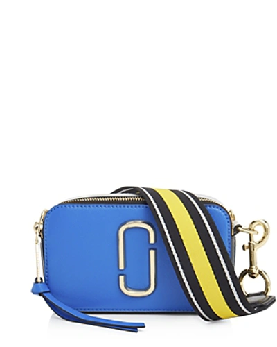 Shop Marc Jacobs Snapshot Leather Camera Bag In Dazzling Blue/gold