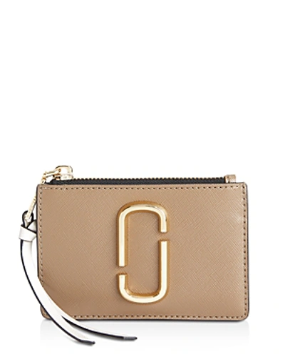 Shop Marc Jacobs Top Zip Leather Multi Card Case In French Gray/gold