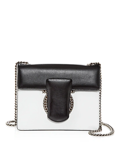 Shop Ferragamo Thalia Small Color-block Leather Shoulder Bag In New Bianco Whilte/silver