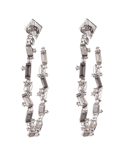 Shop Alexis Bittar Crystal Baguette Hoop Earrings In Silver