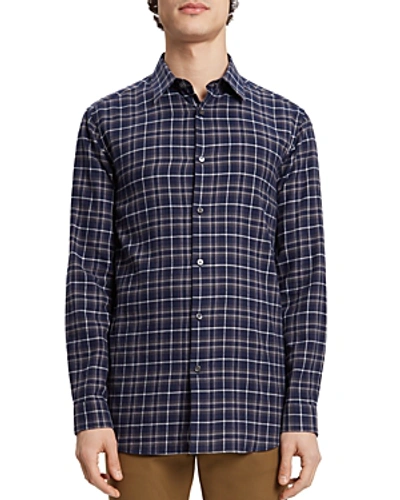 Shop Theory Menlo Plaid Flannel Regular Fit Shirt In Eclipse Multi