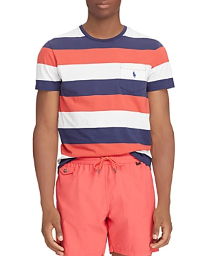 Shop Polo Ralph Lauren Washed Stripe-pattern Pocket Tee In Red