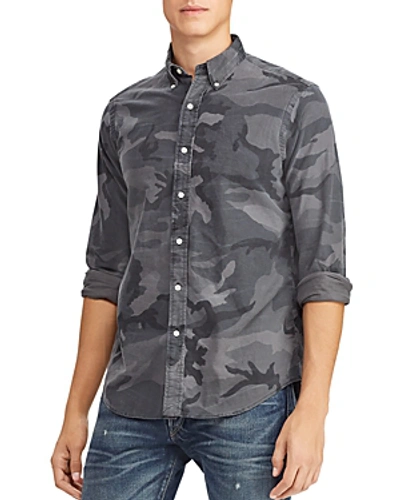 Shop Polo Ralph Lauren Camouflage-print Classic Fit Button-down Shirt In Gray