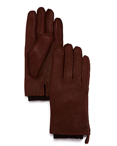 Shop Hestra Tony Double-layered Leather Gloves In Chocolate