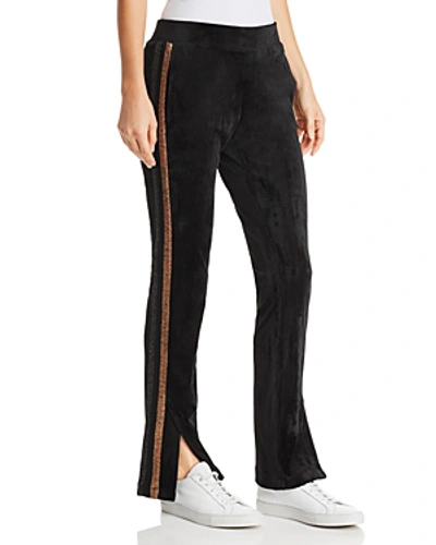 Shop Pam & Gela Metallic-stripe Velour Track Pants In Black