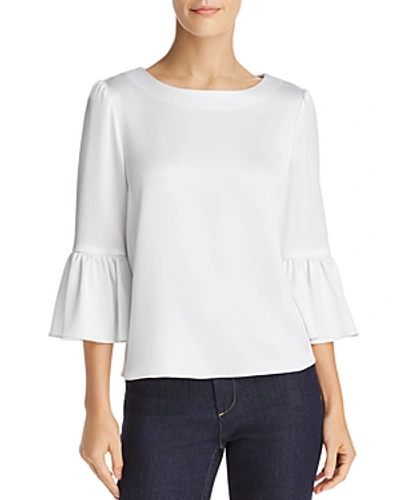 Shop Alice And Olivia Alice + Olivia Bernice Bell-sleeve Top In White