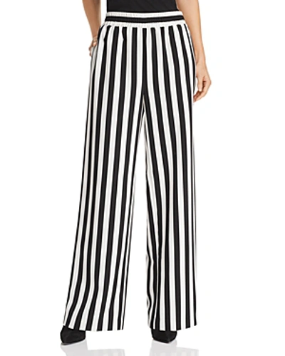 Shop Alice And Olivia Alice + Olivia Benny Striped Wide-leg Pants In Black/soft White