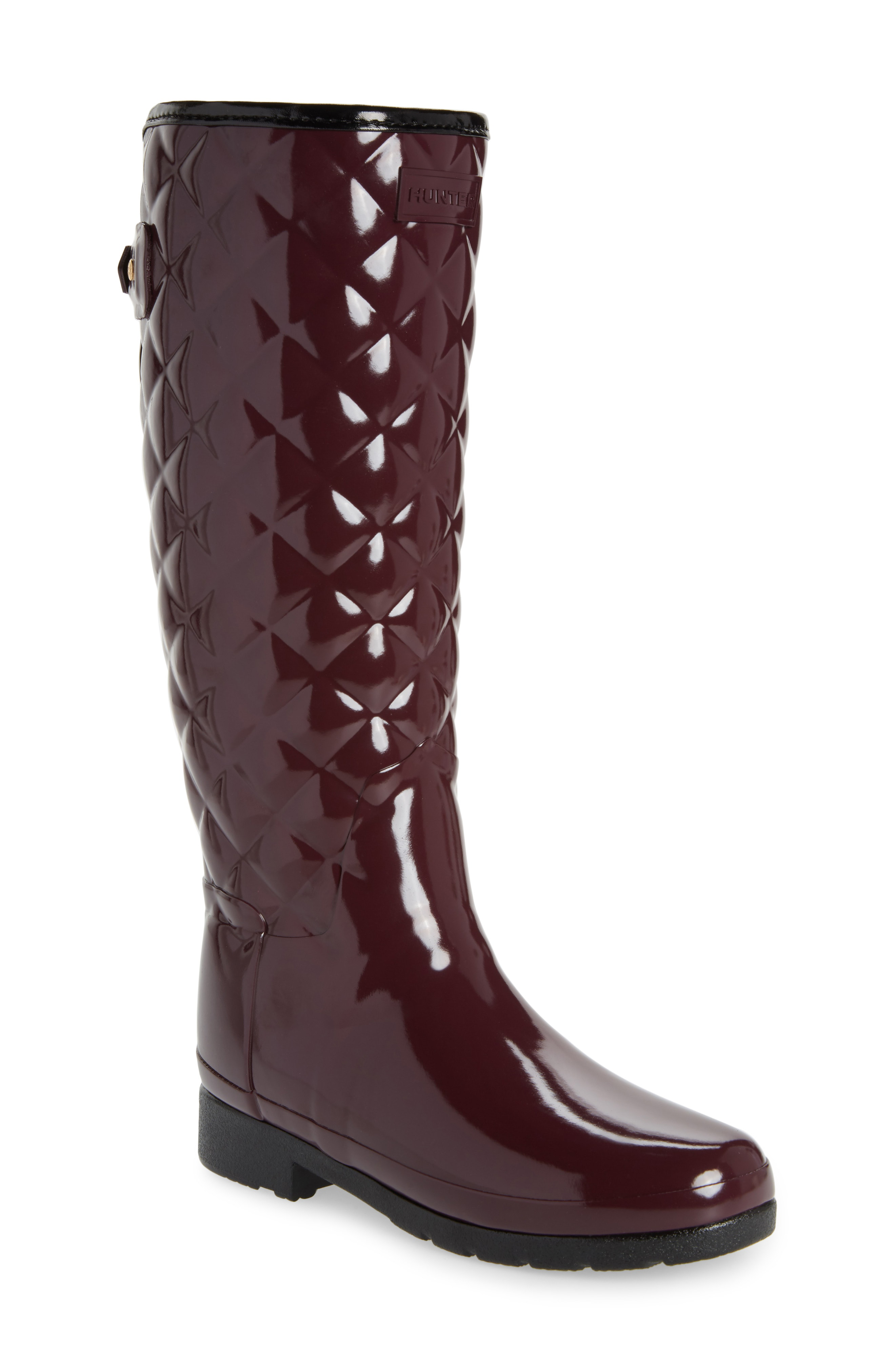 Hunter Original Refined High Gloss Quilted Rain Boot In Oxblood Rubber ...