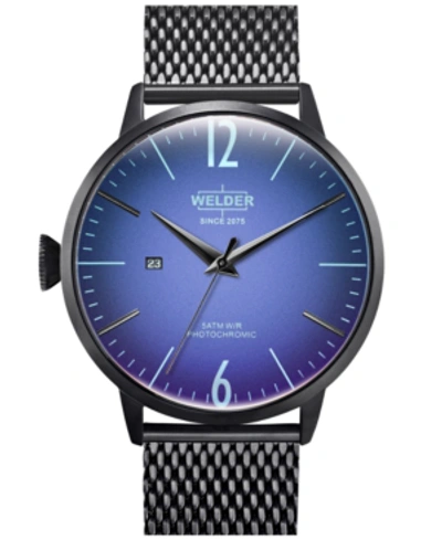Shop Welder Men's Black Stainless Steel Mesh Bracelet Watch 45mm