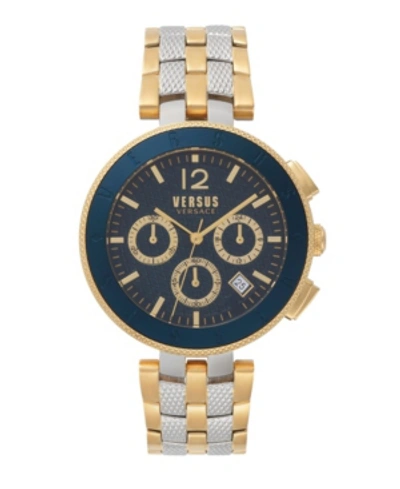 Shop Versus Men's Logo Gent Chrono Two Tone Gold Strap Watch 44mm In Blue
