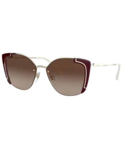 Shop Prada Sunglasses, Pr 59vs 64 In Pale Gold/bordeaux / Brown Gradient