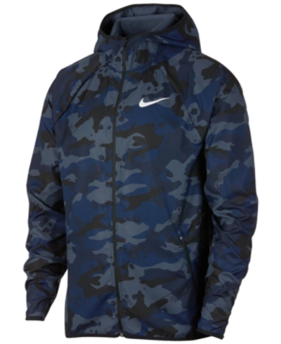 Nike Men's Woven Camo-print Training Jacket In Blue Void | ModeSens