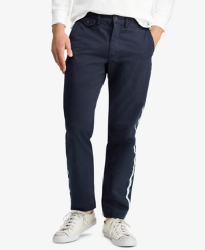 Shop Polo Ralph Lauren Men's Stretch Straight Fit Bedford Chino Pants In Aviator Navy W/ Stripe